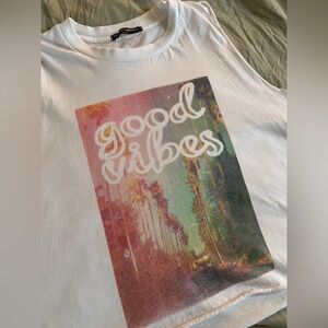 2010s Brandy Melville 'Good Vibes' Graphic Muscle Tank